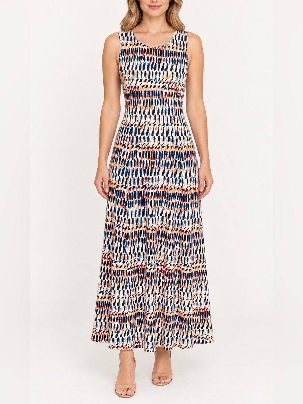 DN DESIGN ABSTRACT PRINT SLEEVELESS MAXI DRESS | SIZE 6